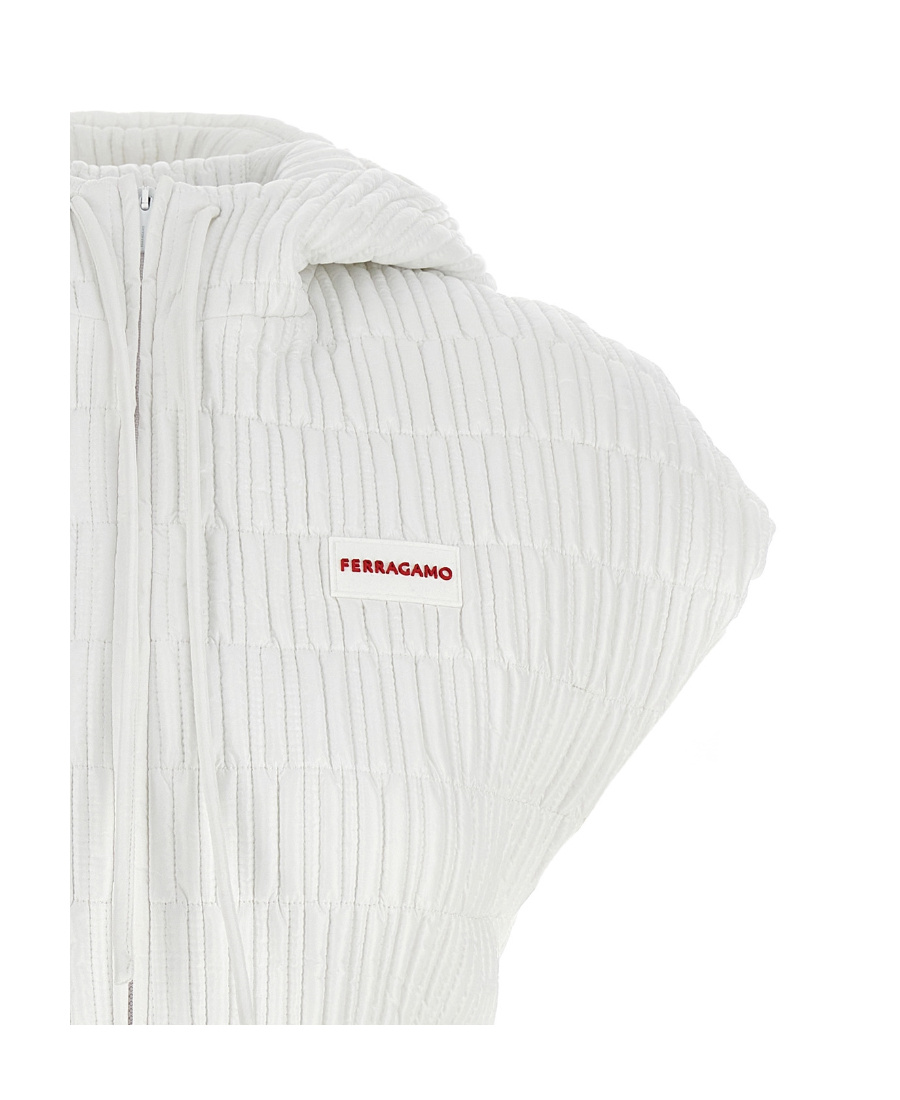Ferragamo Salvatore Quilted Zipped Hooded In White