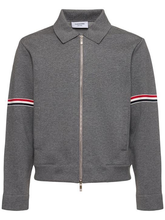Thom Browne Rwb-stripe Cotton Jersey Zip-up Jacket