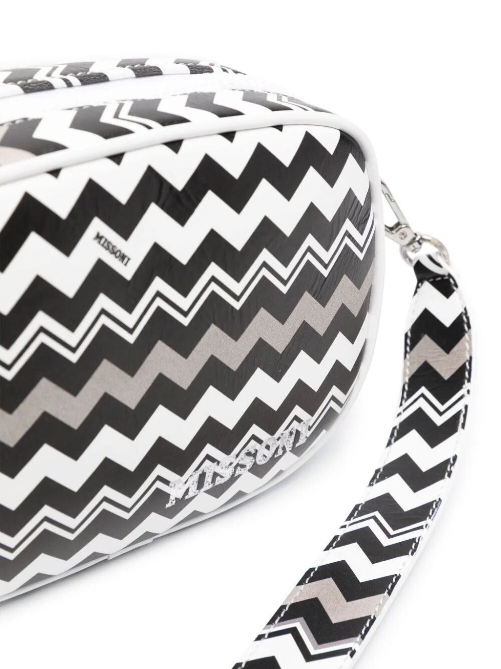 Missoni Zigzag-print Leather Shoulder Bag In Black