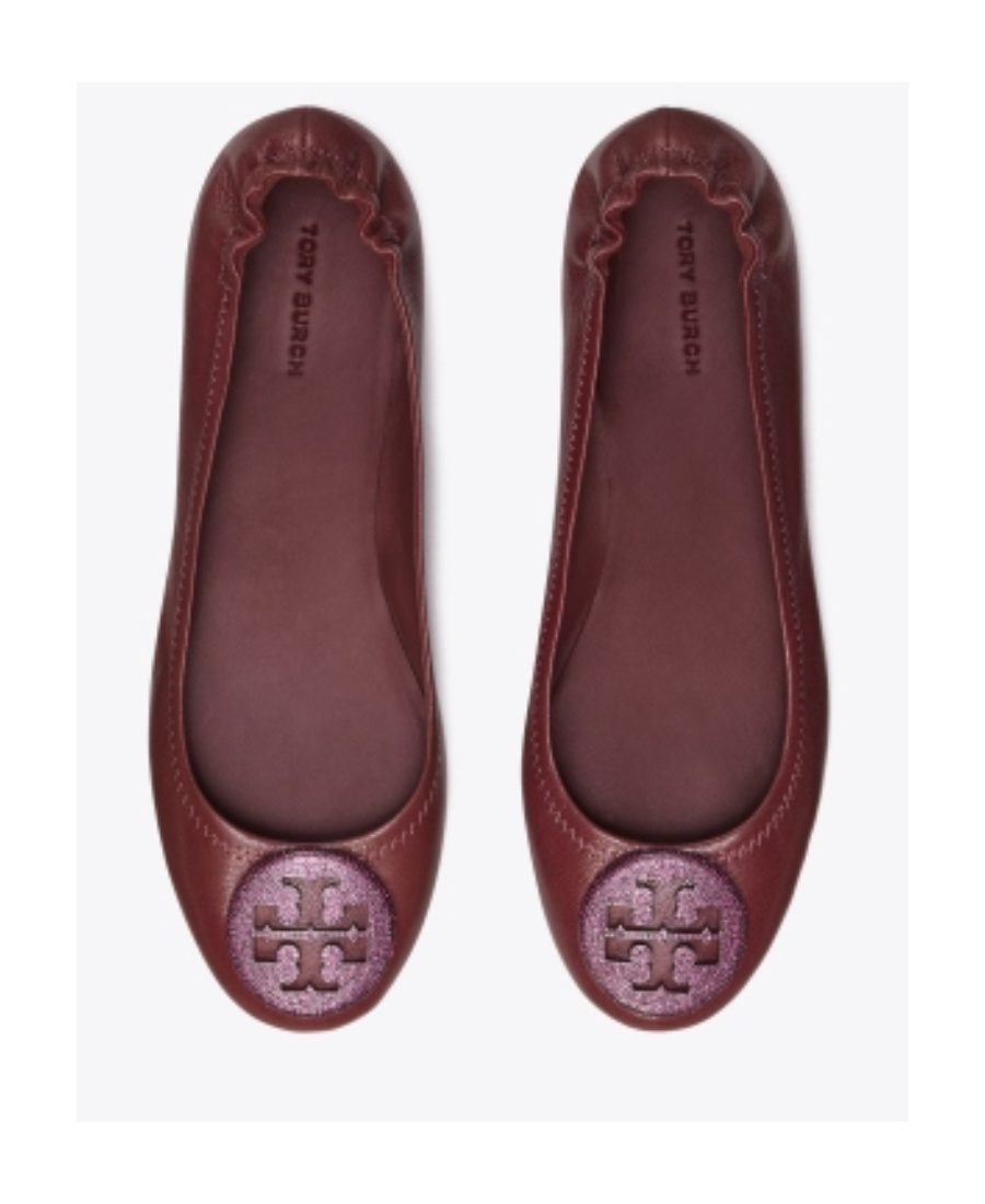 Tory Burch Minnie Travel Patent Leather Ballet Flats In Red