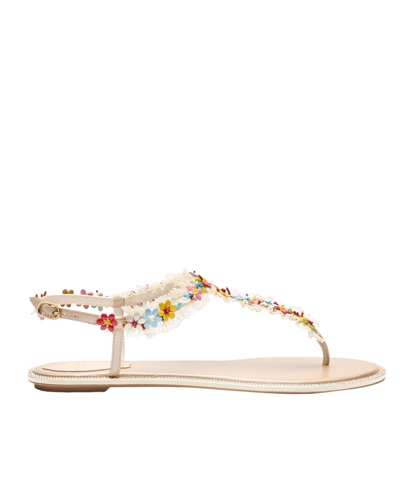 René Caovilla Bloom Nude Flat Sandal 10 In Brown