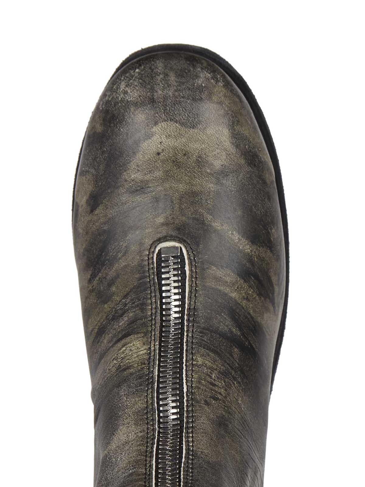 Guidi Pattern Front Zipper Boots In Black