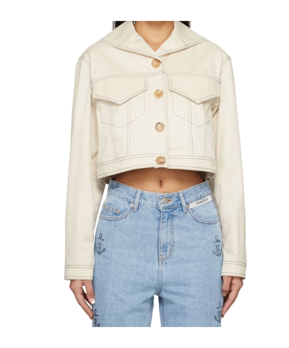 Kimhēkim Sailor-collar Denim Jacket In Neutral