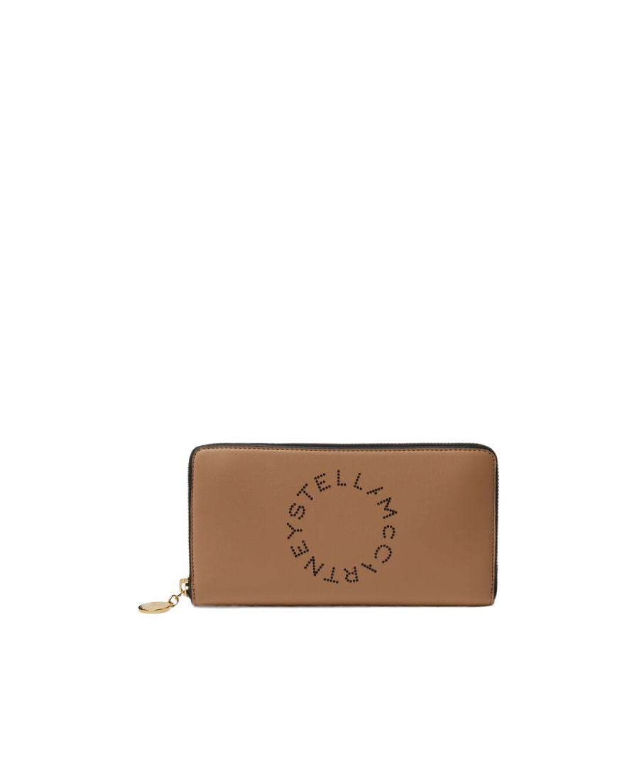 Stella Mccartney Two-tone Perforated-detail Wallet In Brown
