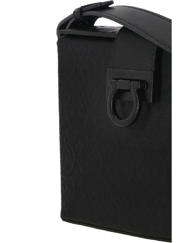 FERRAGAMO GANCINI EMBOSSED SHOULDER BAG