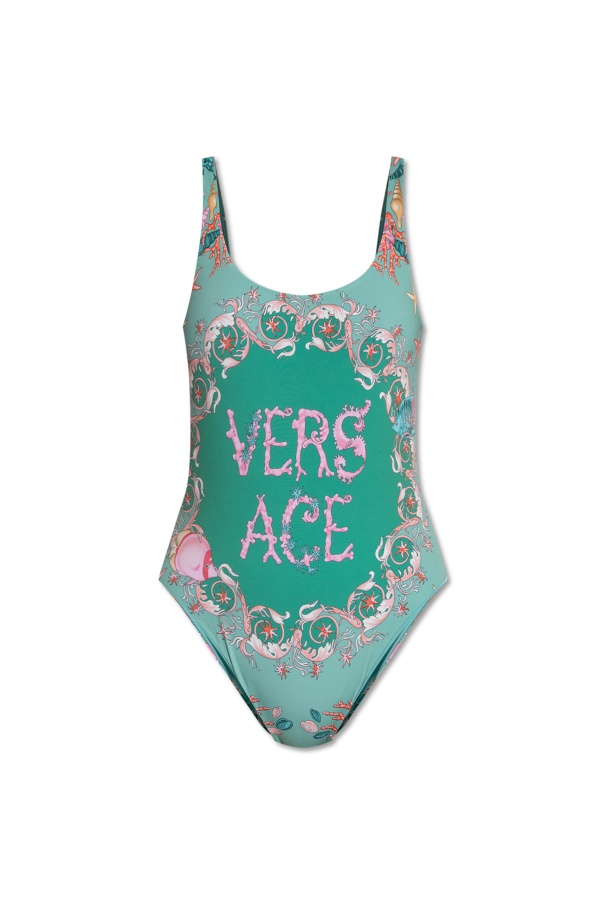 Versace Patterned One-piece Swimsuit In Green