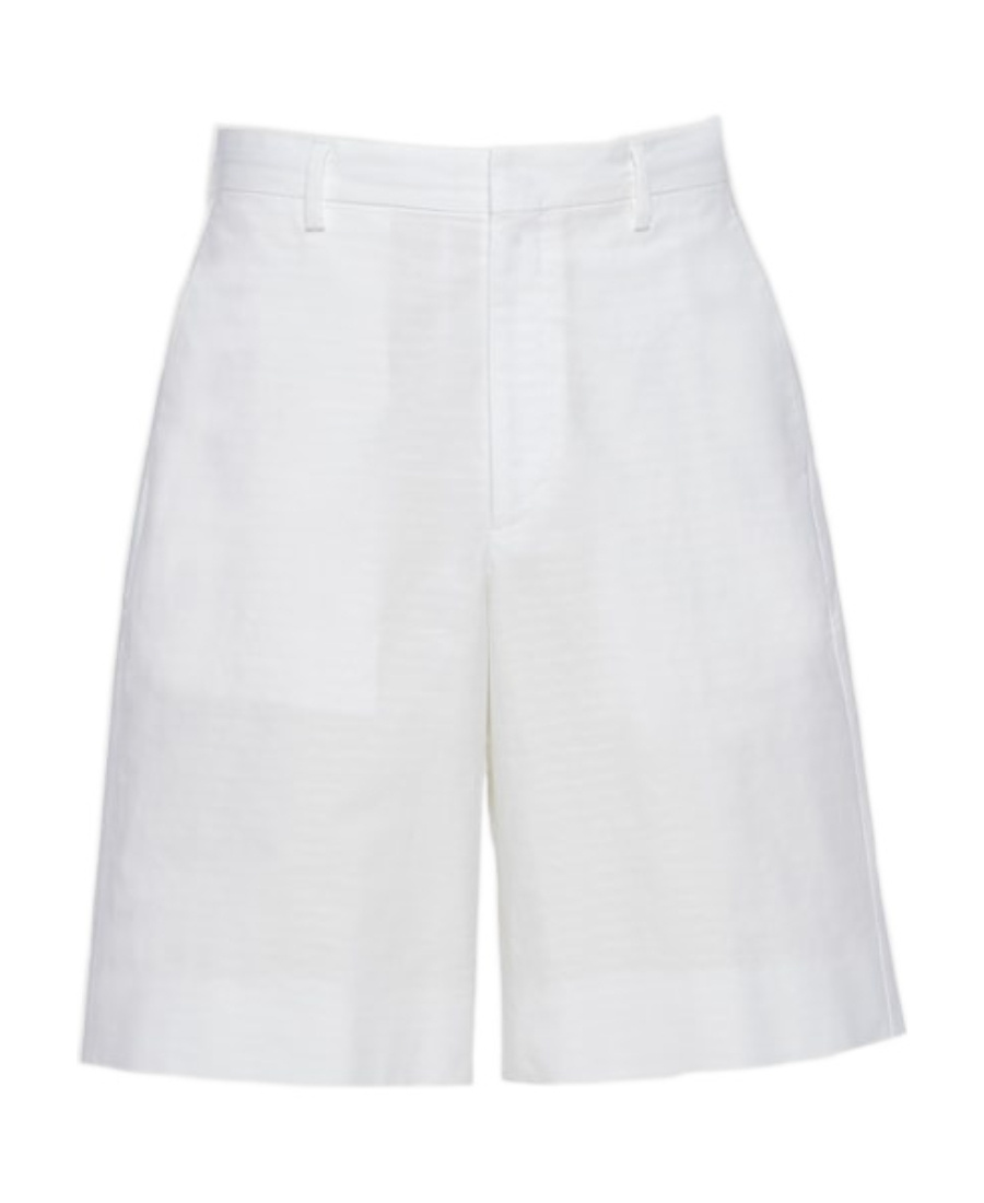 Prada Custom Fit Cotton Shorts With Back Pockets In White