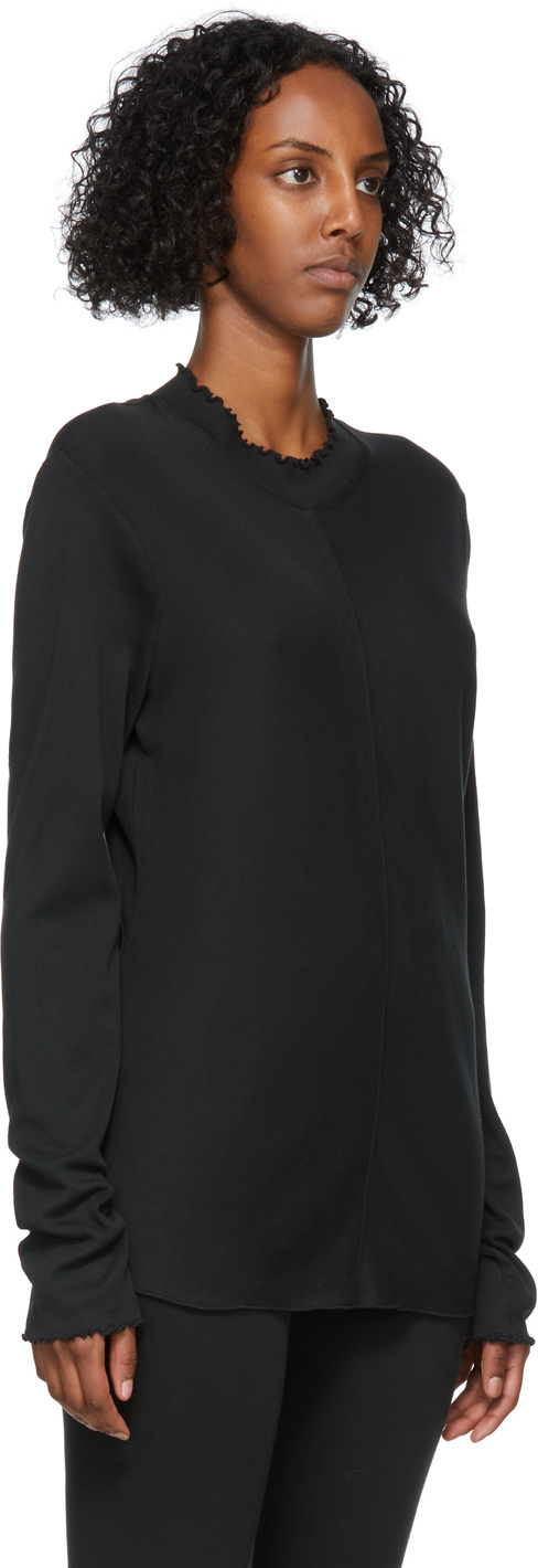 Raquel Allegra Black Long Sleeve Fitted T-shirt In Black