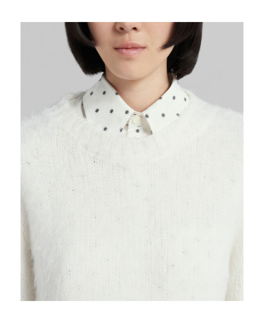 Marni Round-neck Cropped Jumper In White