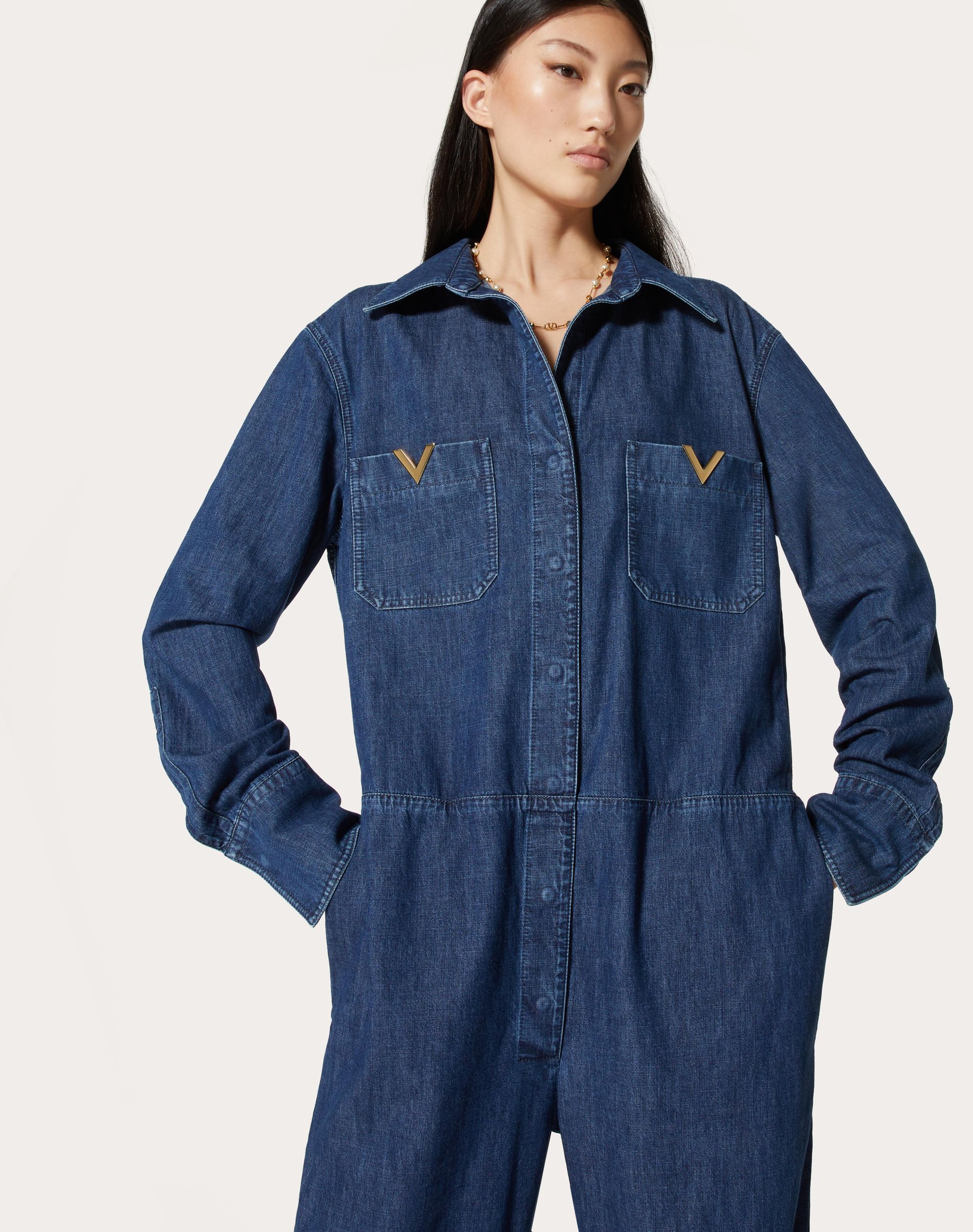 Valentino Jumpsuit Aus Denim Chambray Frau Denim 42 In Blue