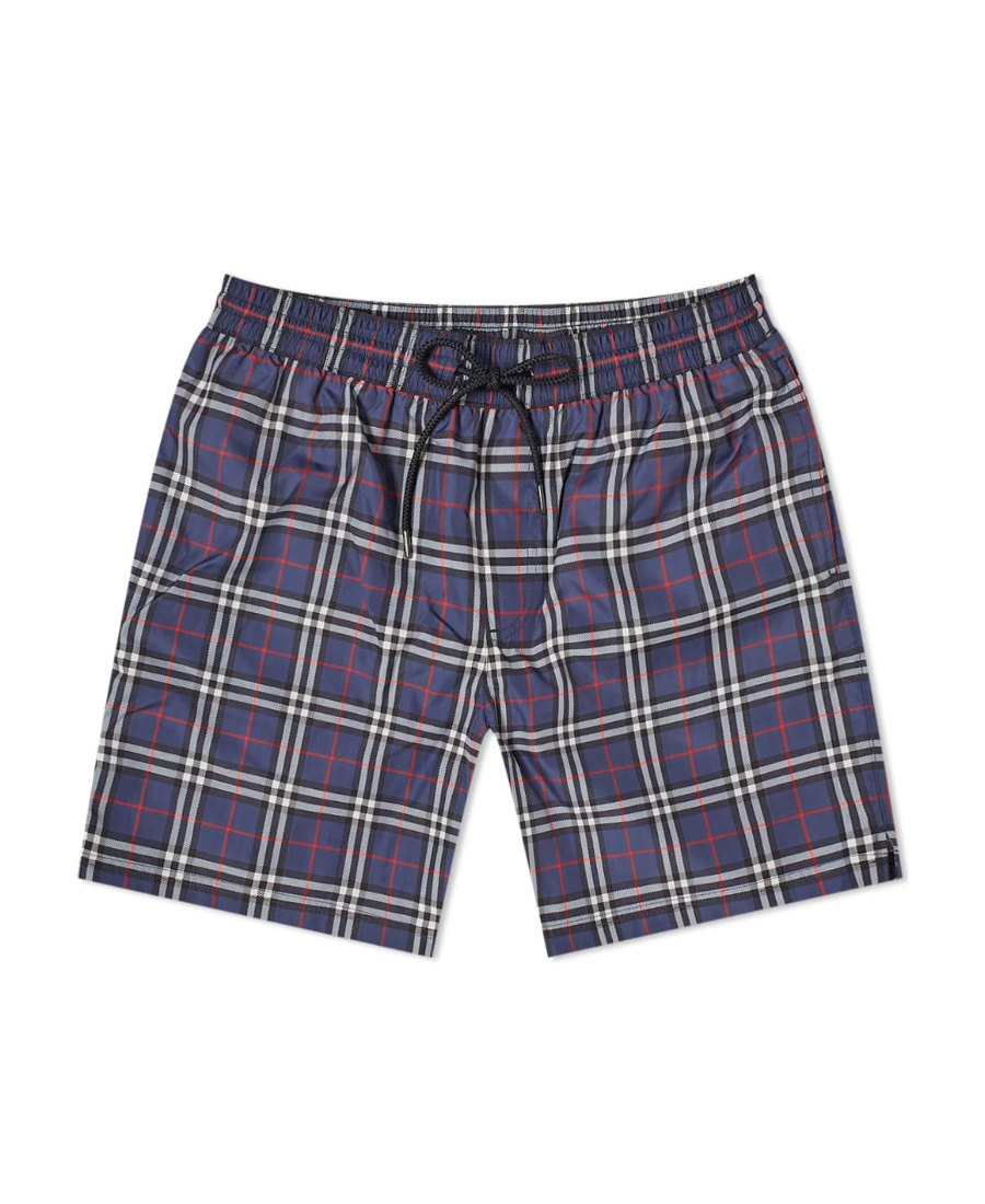 Burberry Check Drawcord Swim Shorts In Black