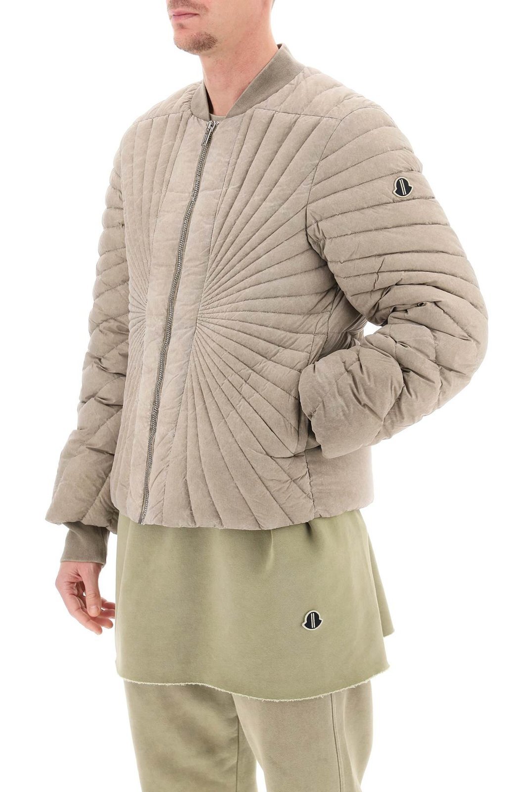 Moncler X Rick Owens Radiance Flight Padded Bomber Jacket In Nude