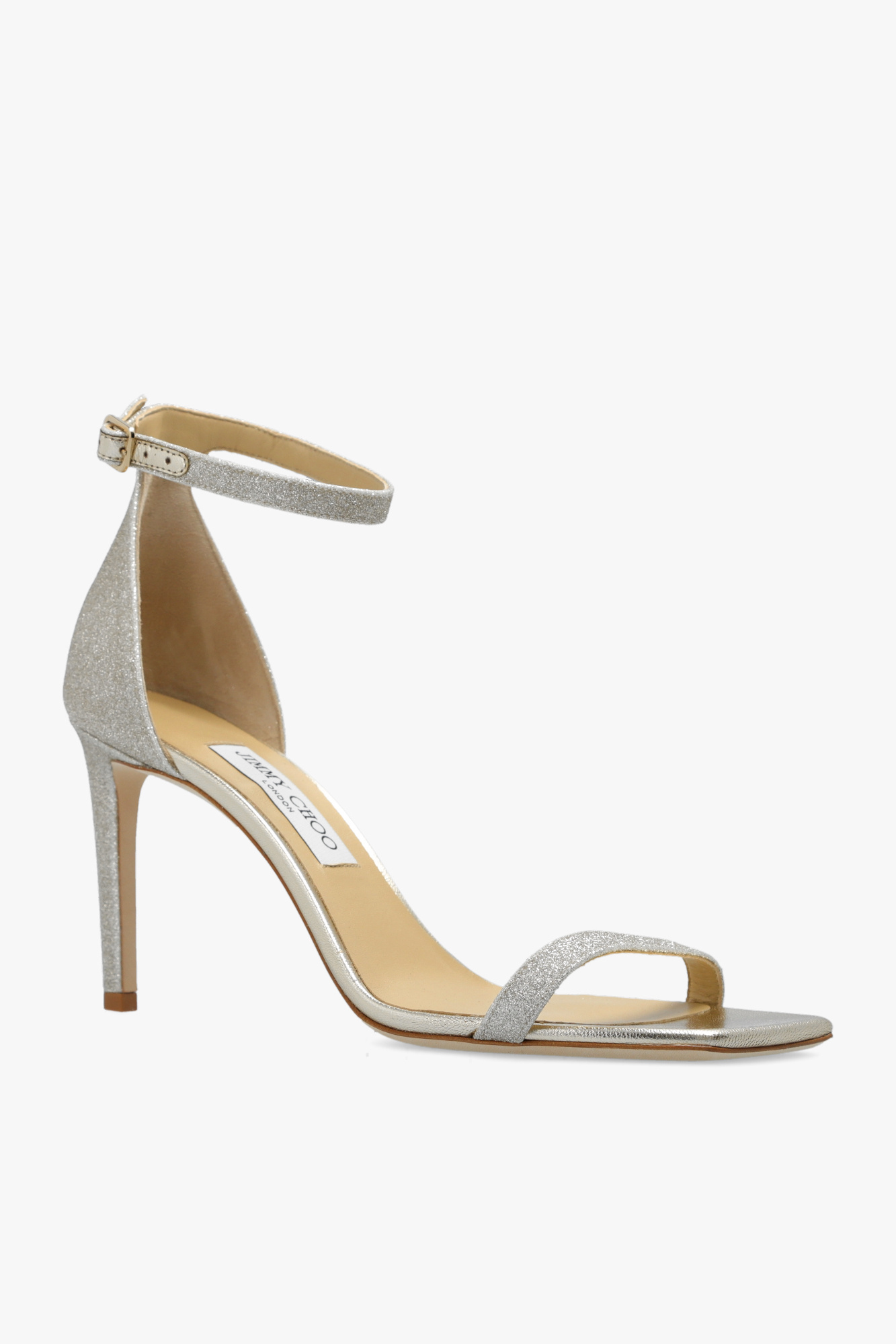 Jimmy Choo Platinum Ice Alva 85 Glitter Sandals In Nude