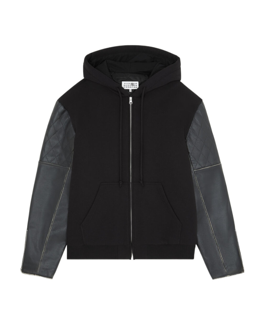 Mm6 Maison Margiela Panelled Drawstring Hoodie In Black