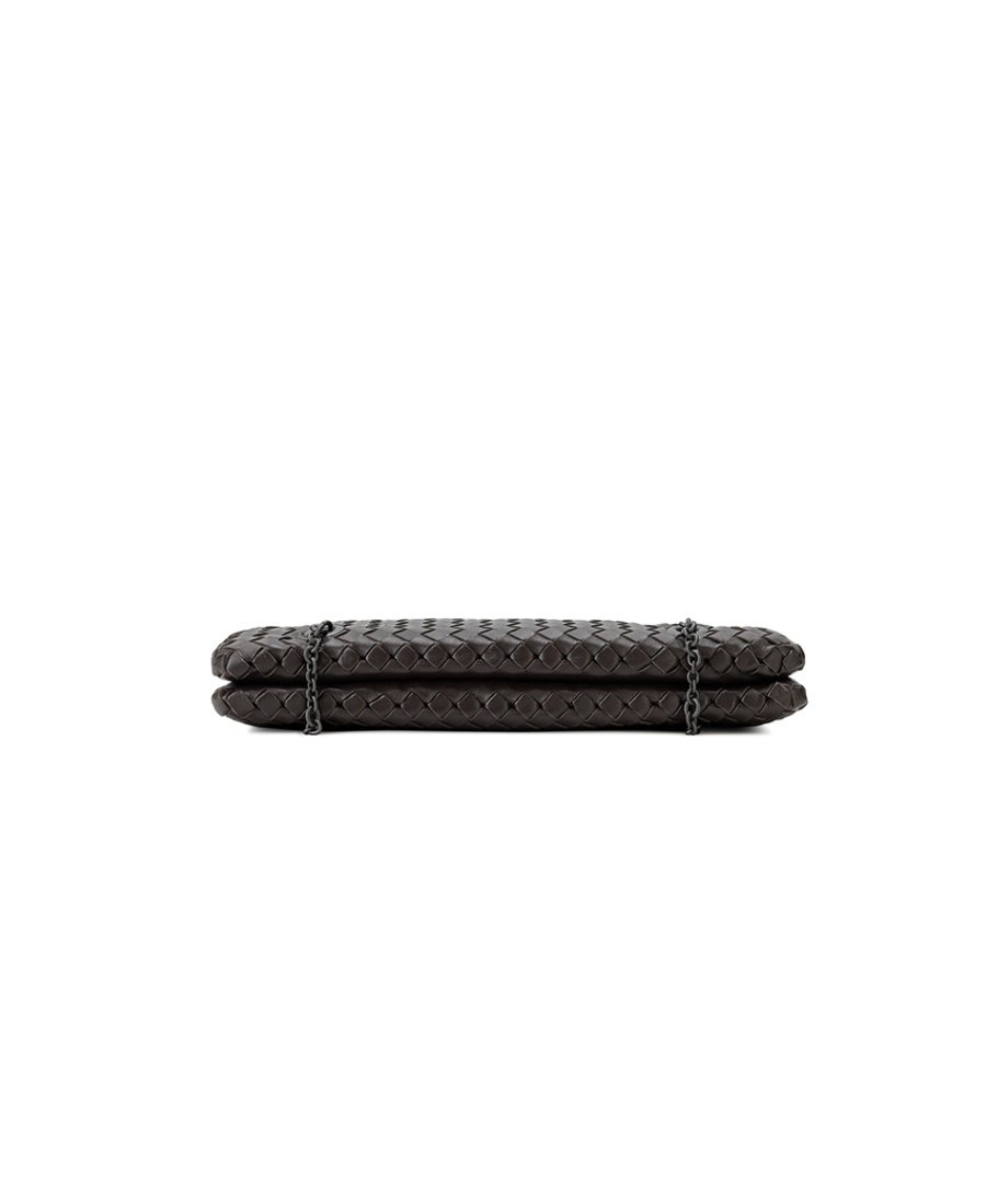 Bottega Veneta Woven Pattern Chain Handbag In Brown