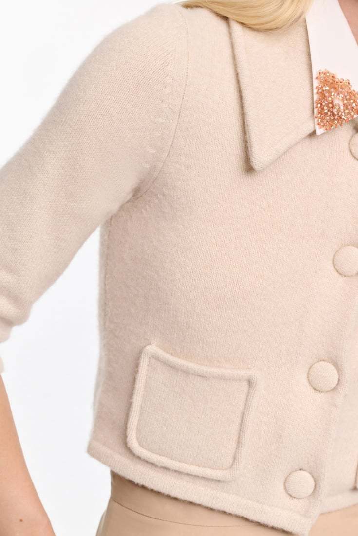Dorothee Schumacher Cropped Merino-cashmere Knit Jacket In Neutral