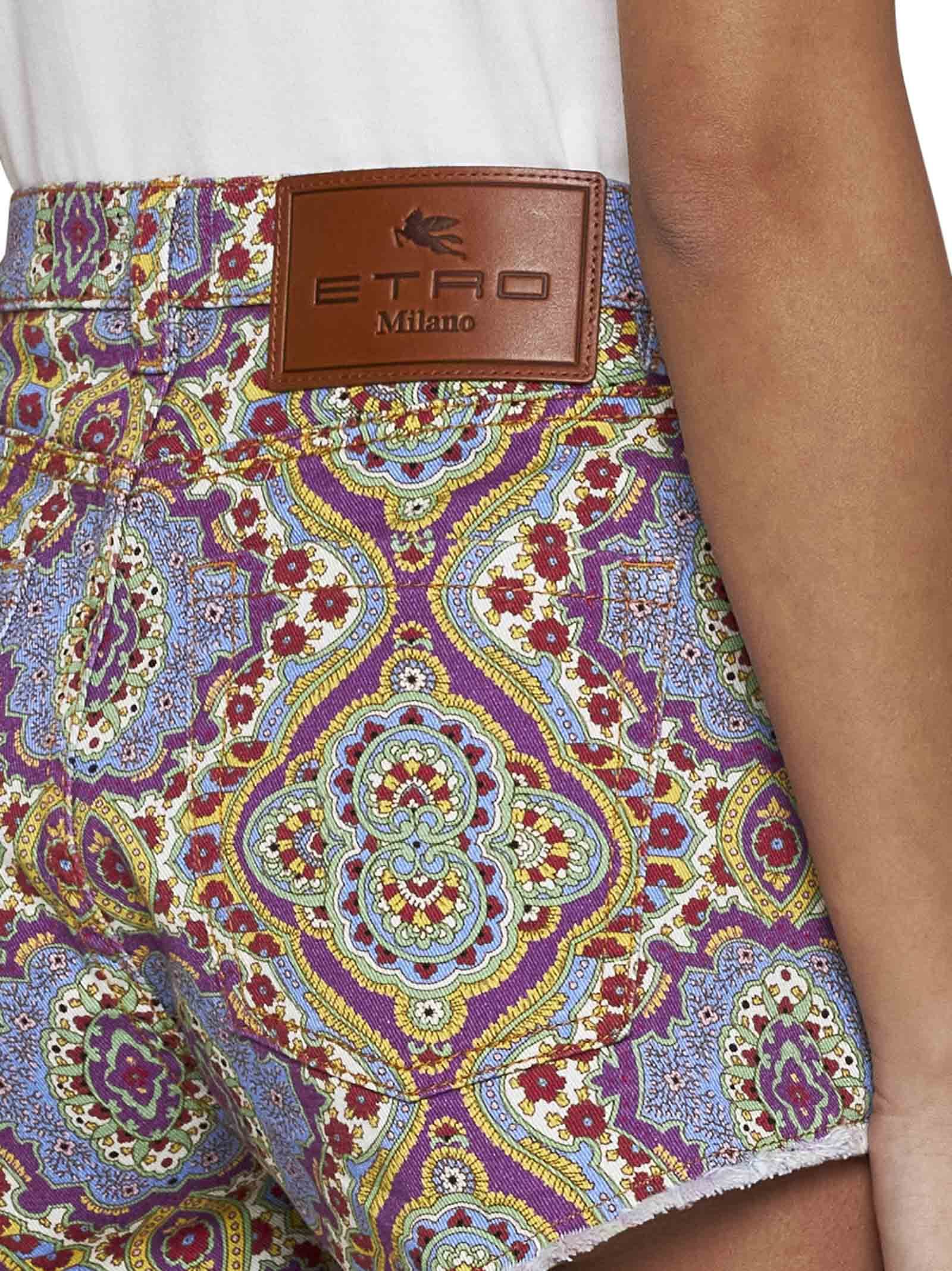 Etro Allover Printed Shorts In Multicolor
