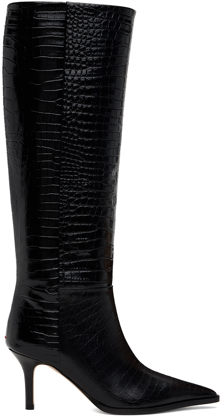 Aeyde Black Tula Leather Tall Boots In Black