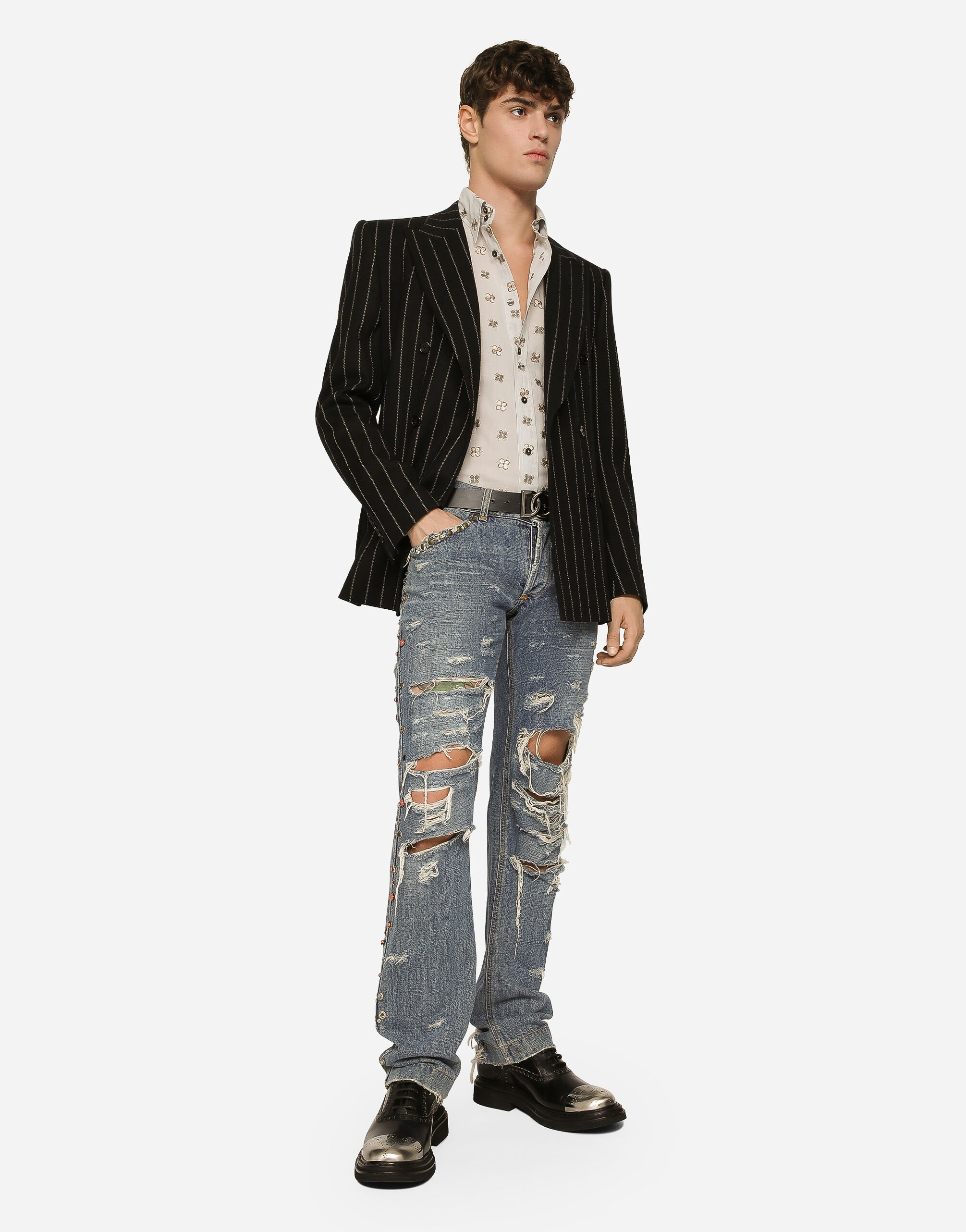 Dolce & Gabbana Pinstripe Double-breasted Blazer In Black