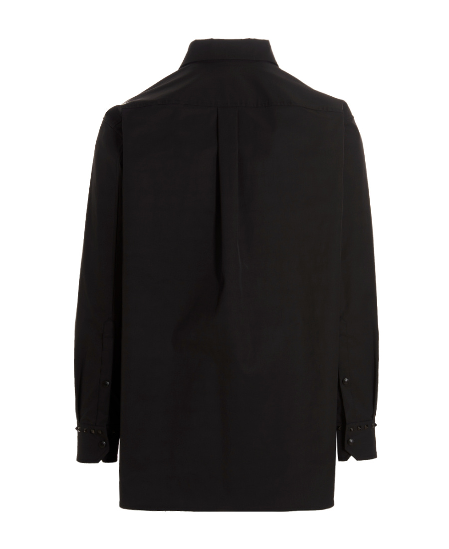 Valentino Button-up Cotton Shirt Jacket In Black