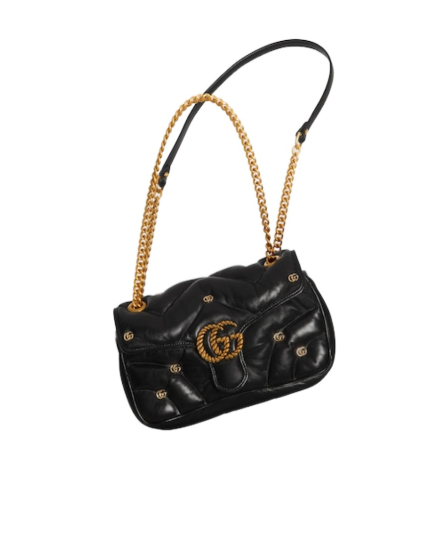 Gucci Small Gg Marmont Leather Shoulder Bag In Black