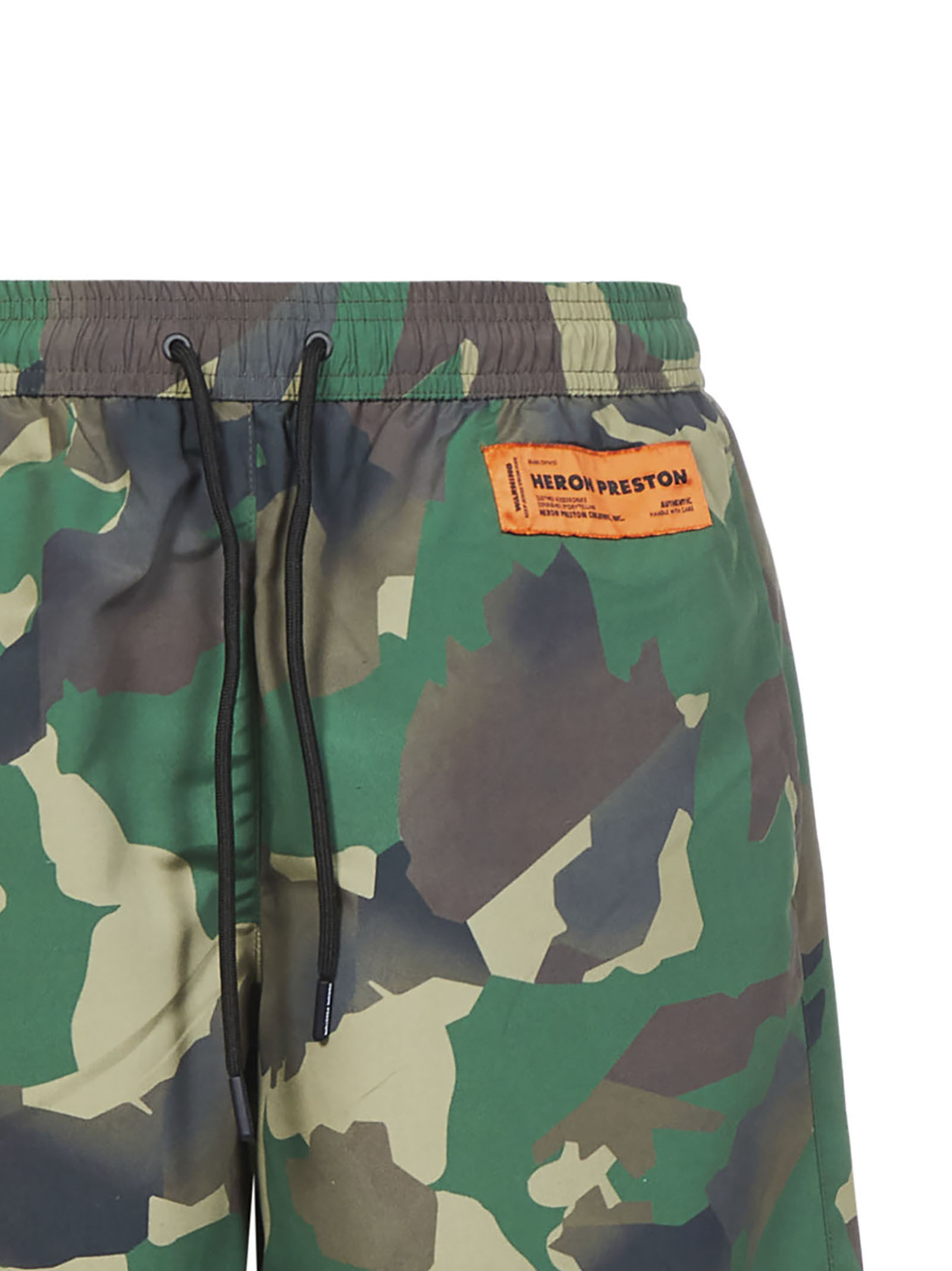 Heron Preston Camouflage Print Drawstring Swim Shorts In Green