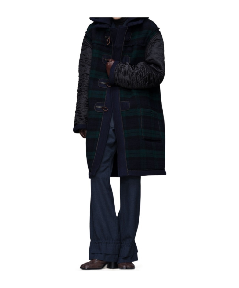 Maison Margiela Long Hooded Coat Featuring Button Front In Black