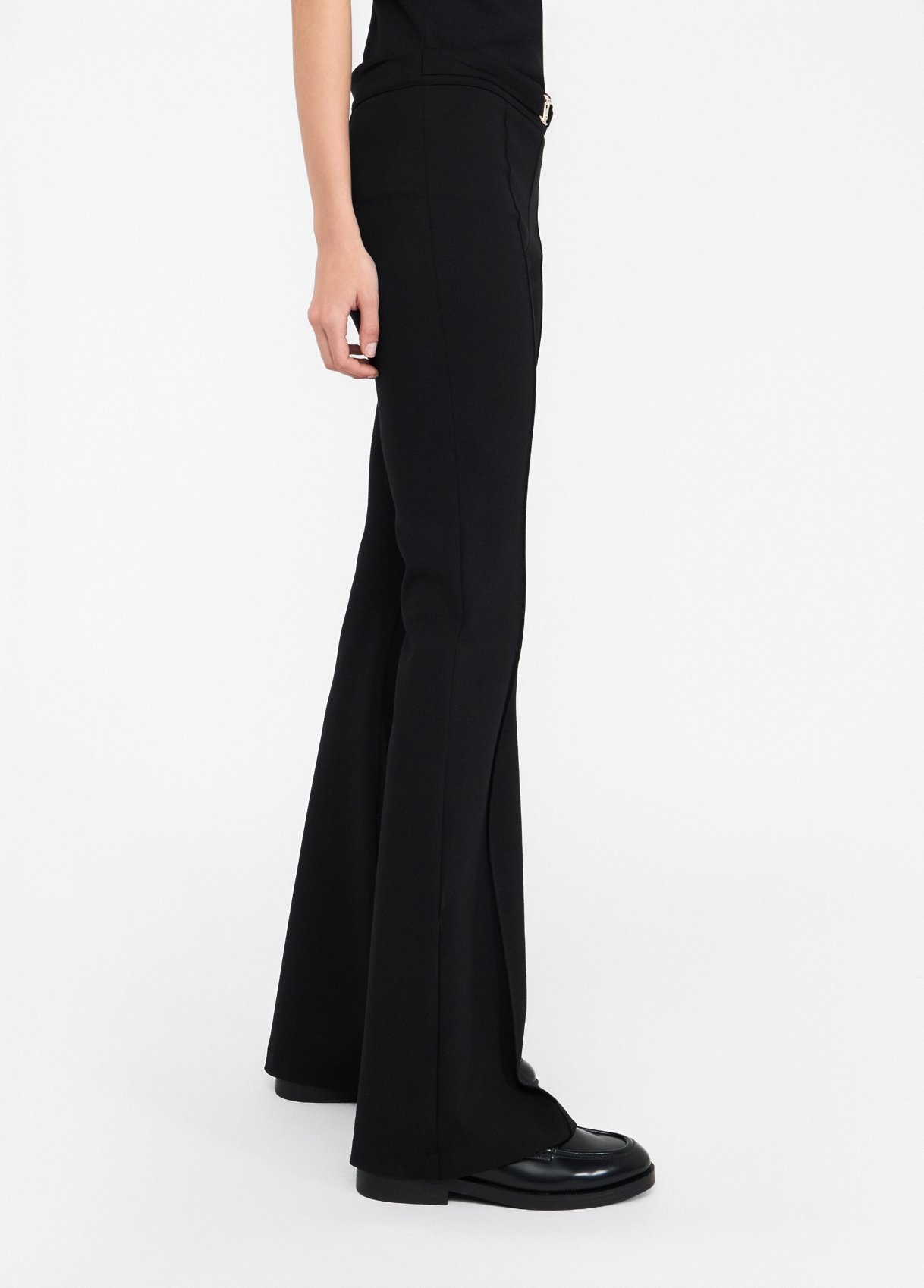 Liu •jo High Waist Flared Casual Pants In Black
