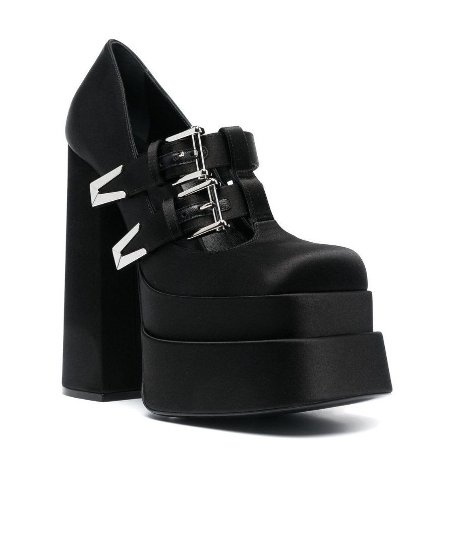 Versace Medusa Aevitas Satin Platform Pumps In Black