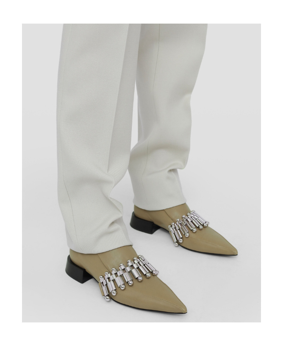 Jil Sander Pointed-toe Leather Loafers In Nude