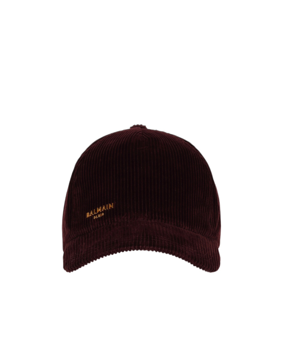 Balmain Logo-print Corduroy Cap In Black