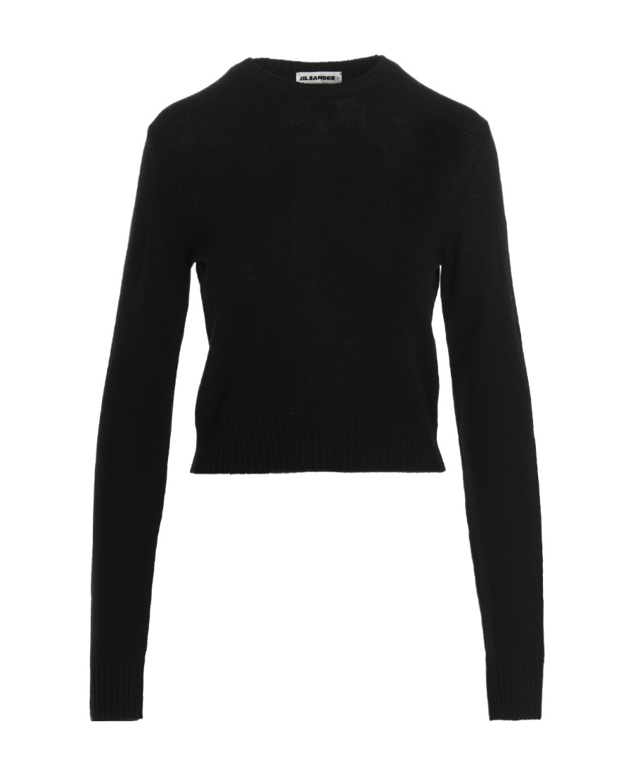 Jil Sander Logo Embroidered Knit Jumper In Black