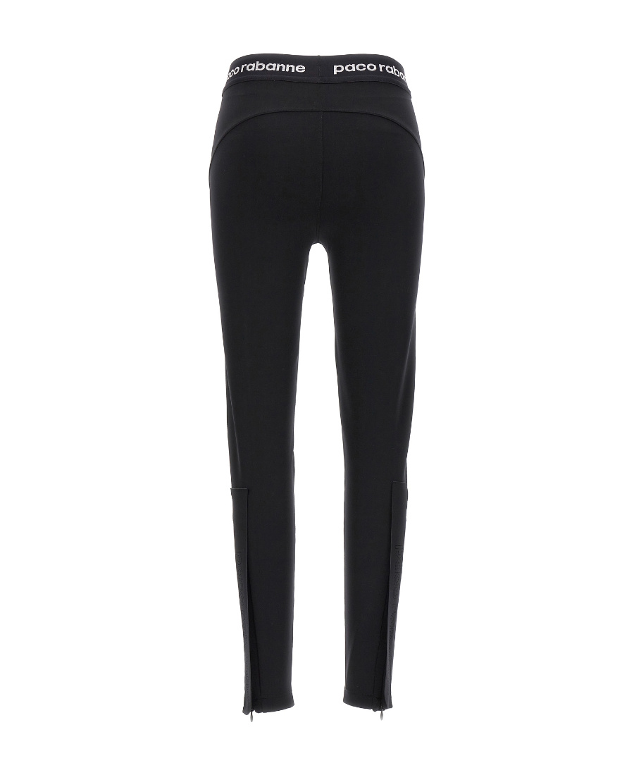 Rabanne Logo-waistband High-waisted Leggings In Black