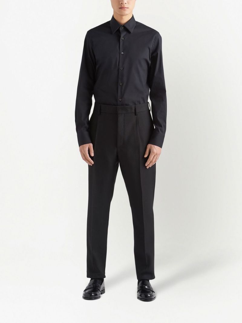 Prada Men's Classic Stretch Poplin Sport Shirt In Black
