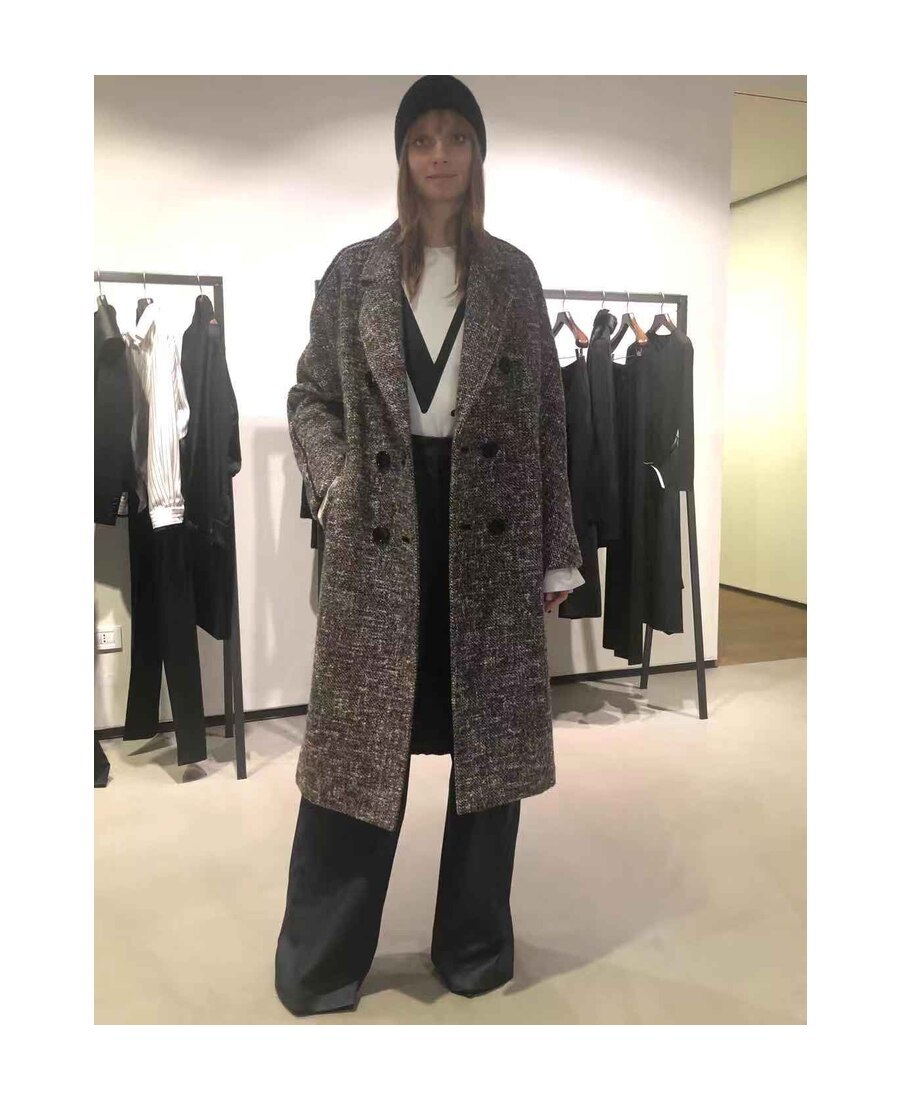 MAX MARA TEATINO DOUBLE-BREASTED WOOL LONG COAT