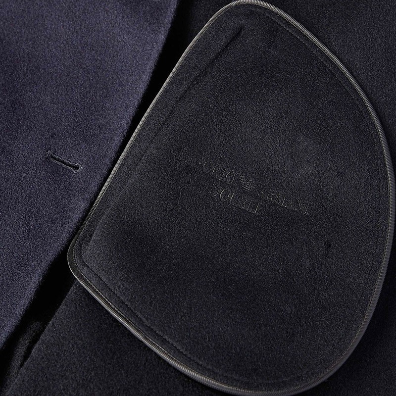 EMPORIO ARMANI NAVY BLUE LAPEL COAT