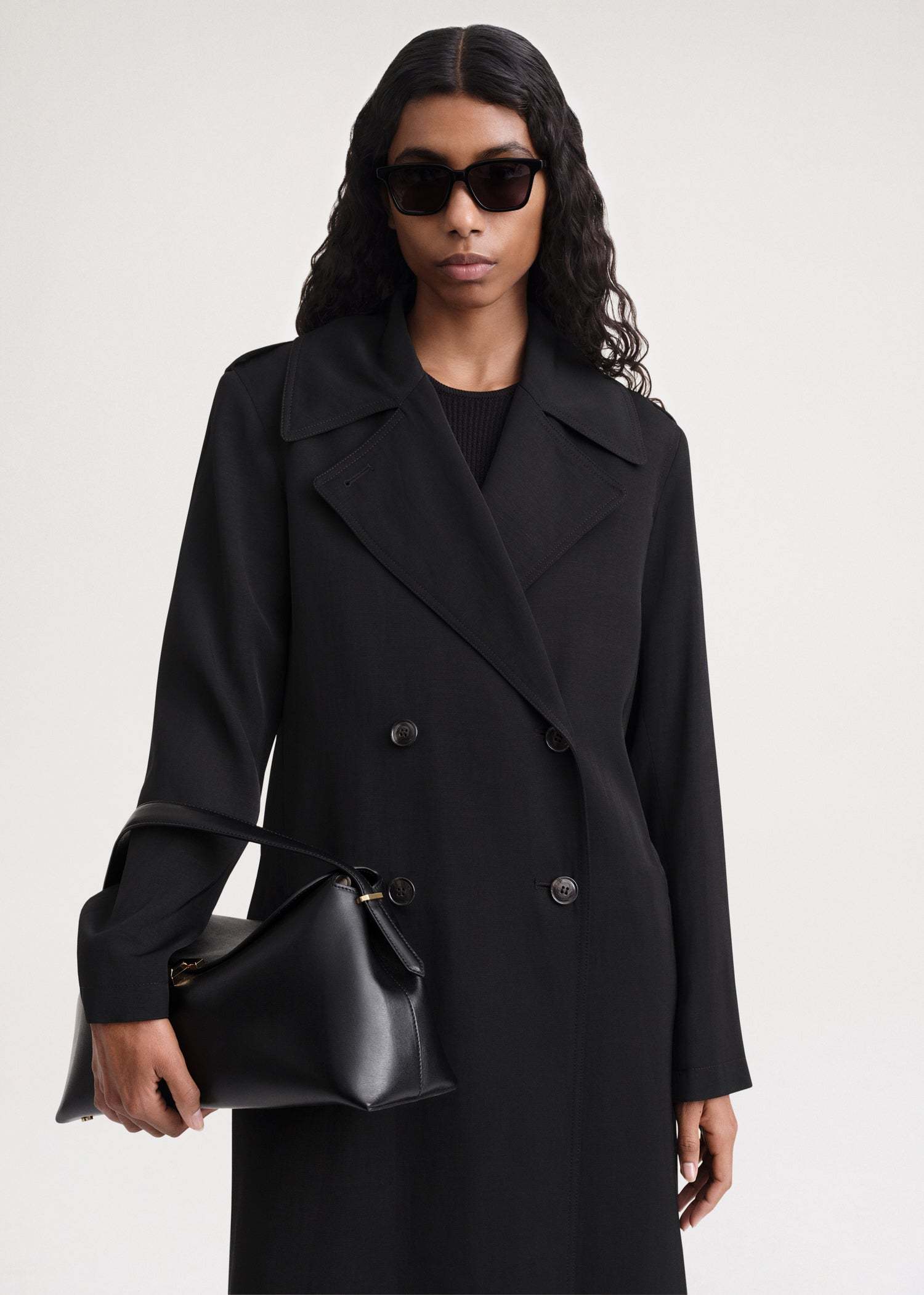 Totême Double-breasted Coat In Black
