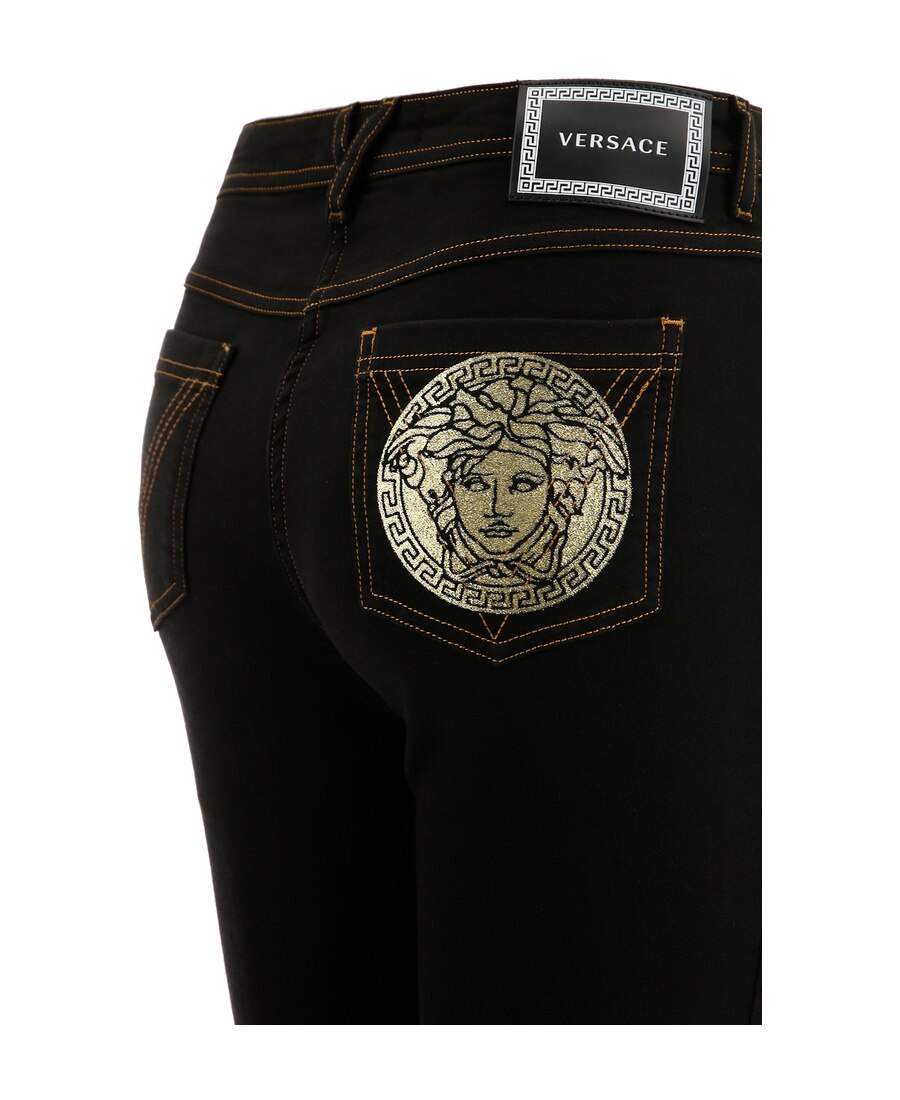 Versace Medusa Motif Skinny Jeans In Black