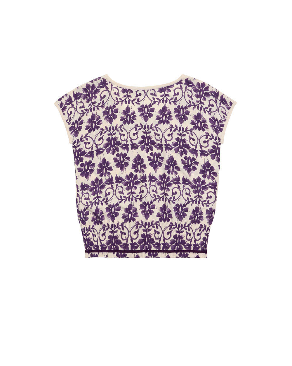 Max Mara Printed T-shirt With Round Neck In Purple