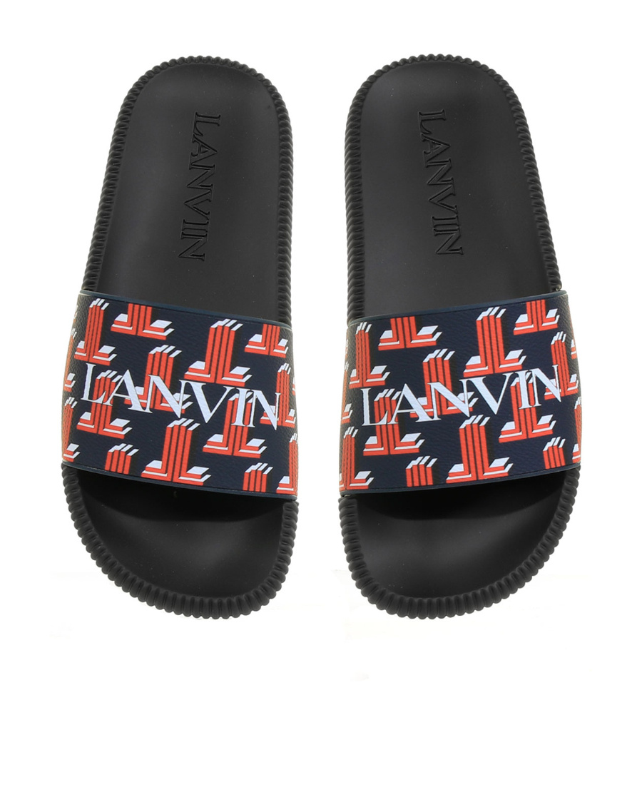 Lanvin 3d Jl Motif Printed Flat Slides