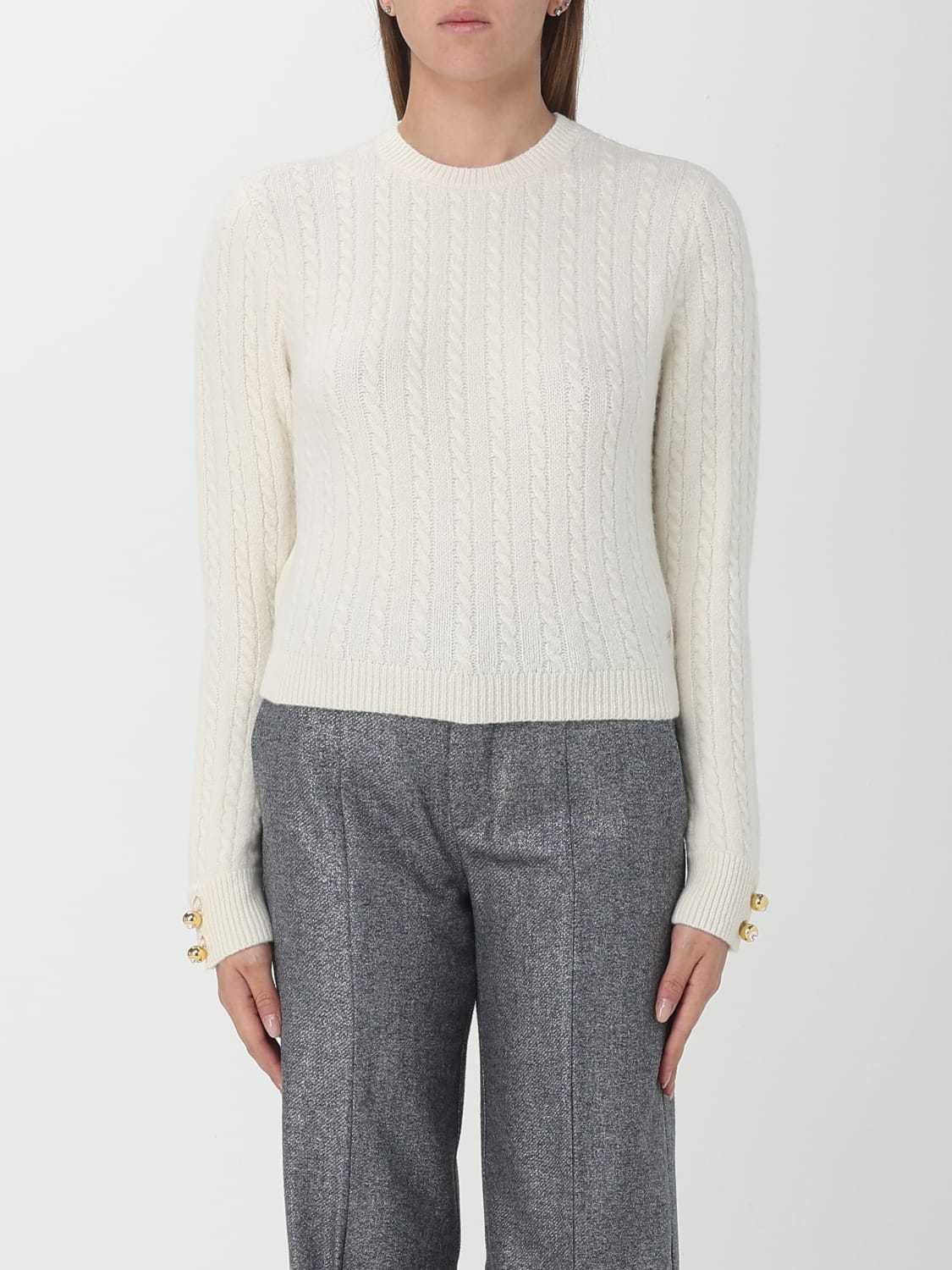 Chiara Ferragni Cropped Cable Knit Sweater In White