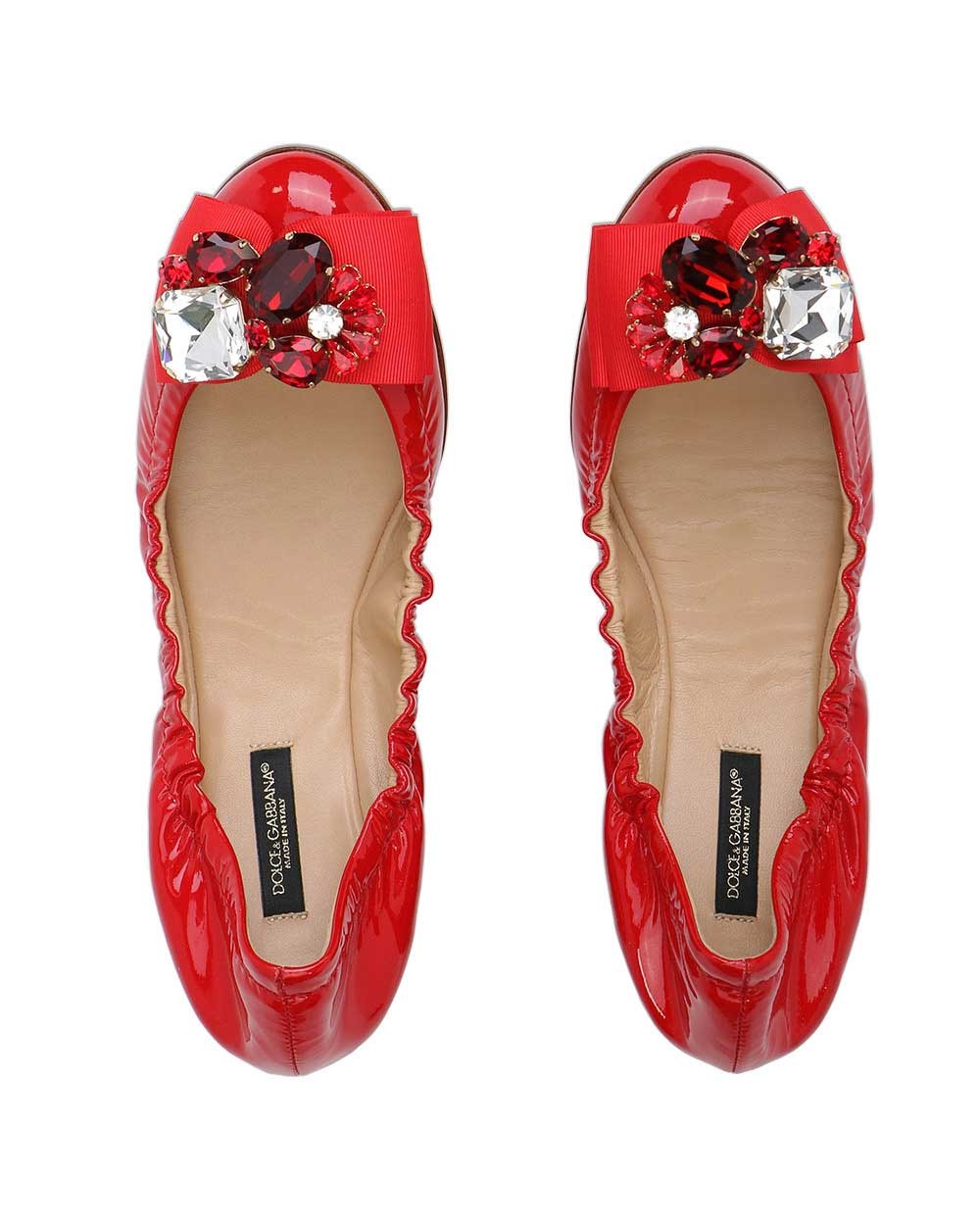 Dolce & Gabbana Crystal Ballet Shoes In Red