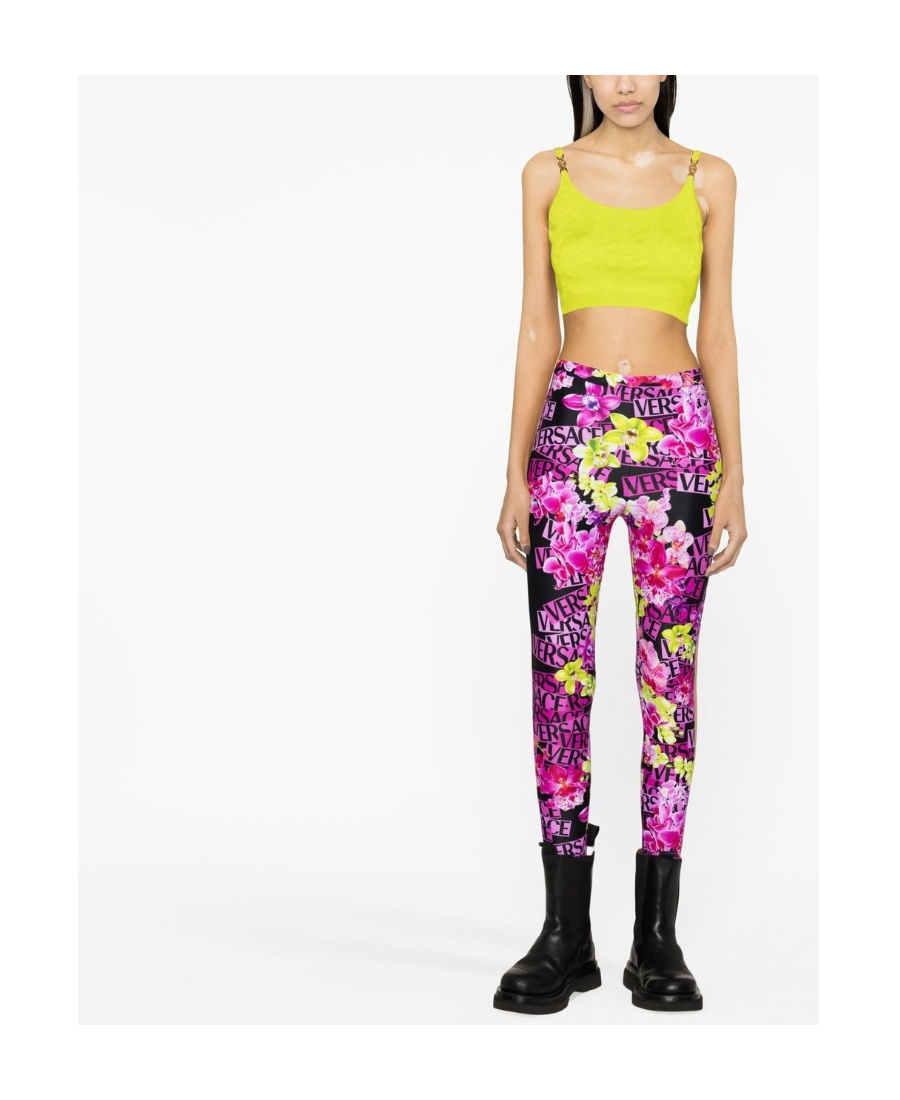 Versace Medusa-motif Knitted Top In Yellow