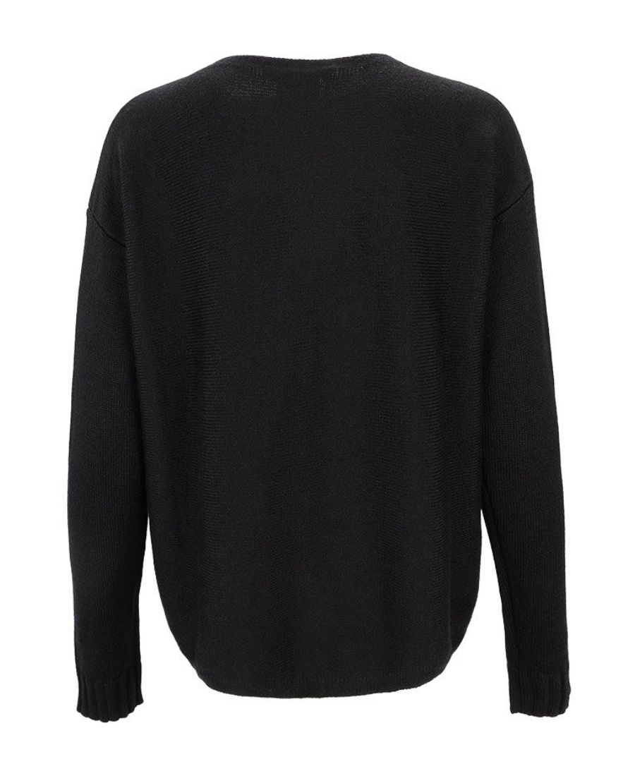 Max Mara Round Neck Knitted Cardigan In Black