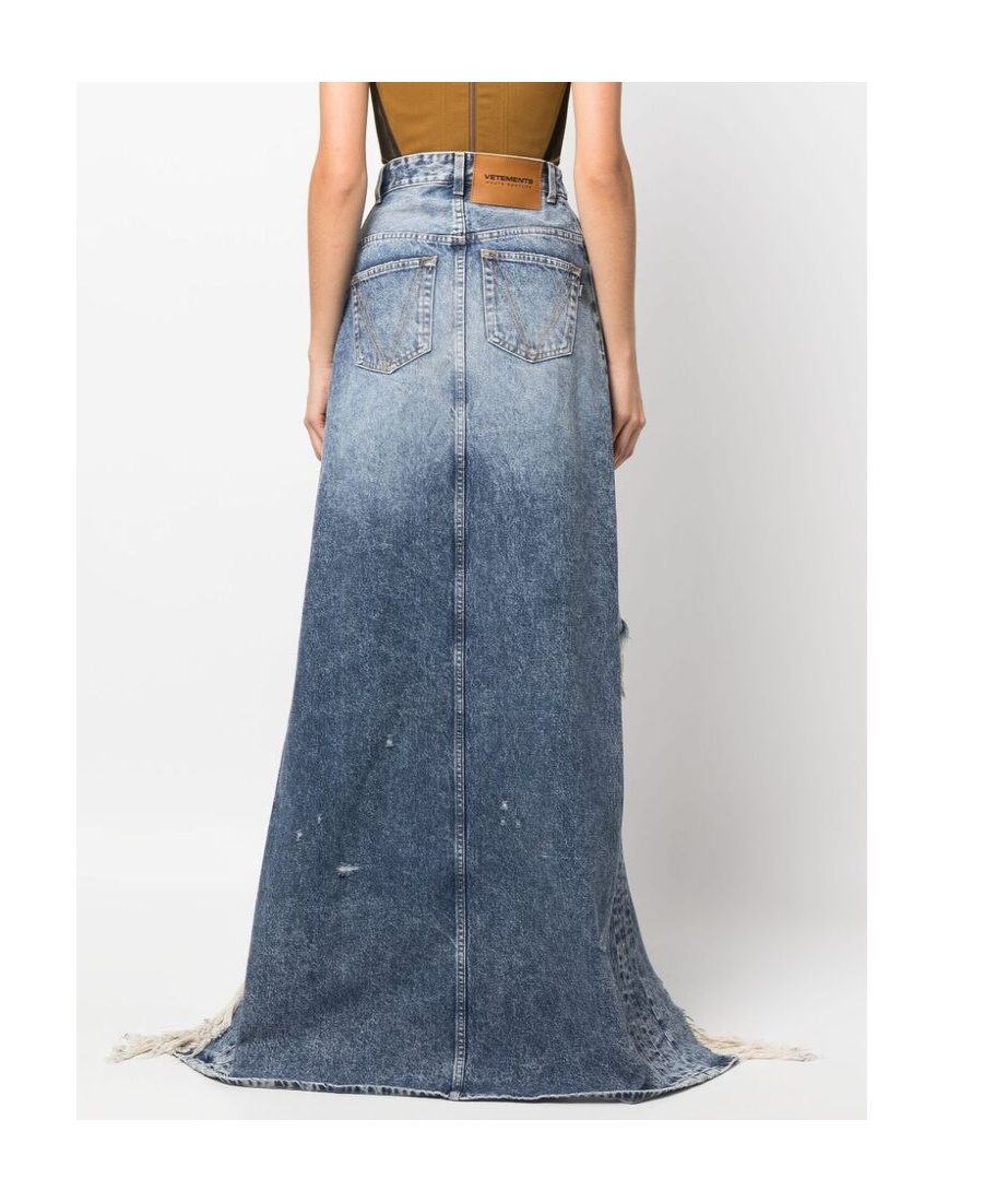 Vetements Logo Denim Skirt In Gray