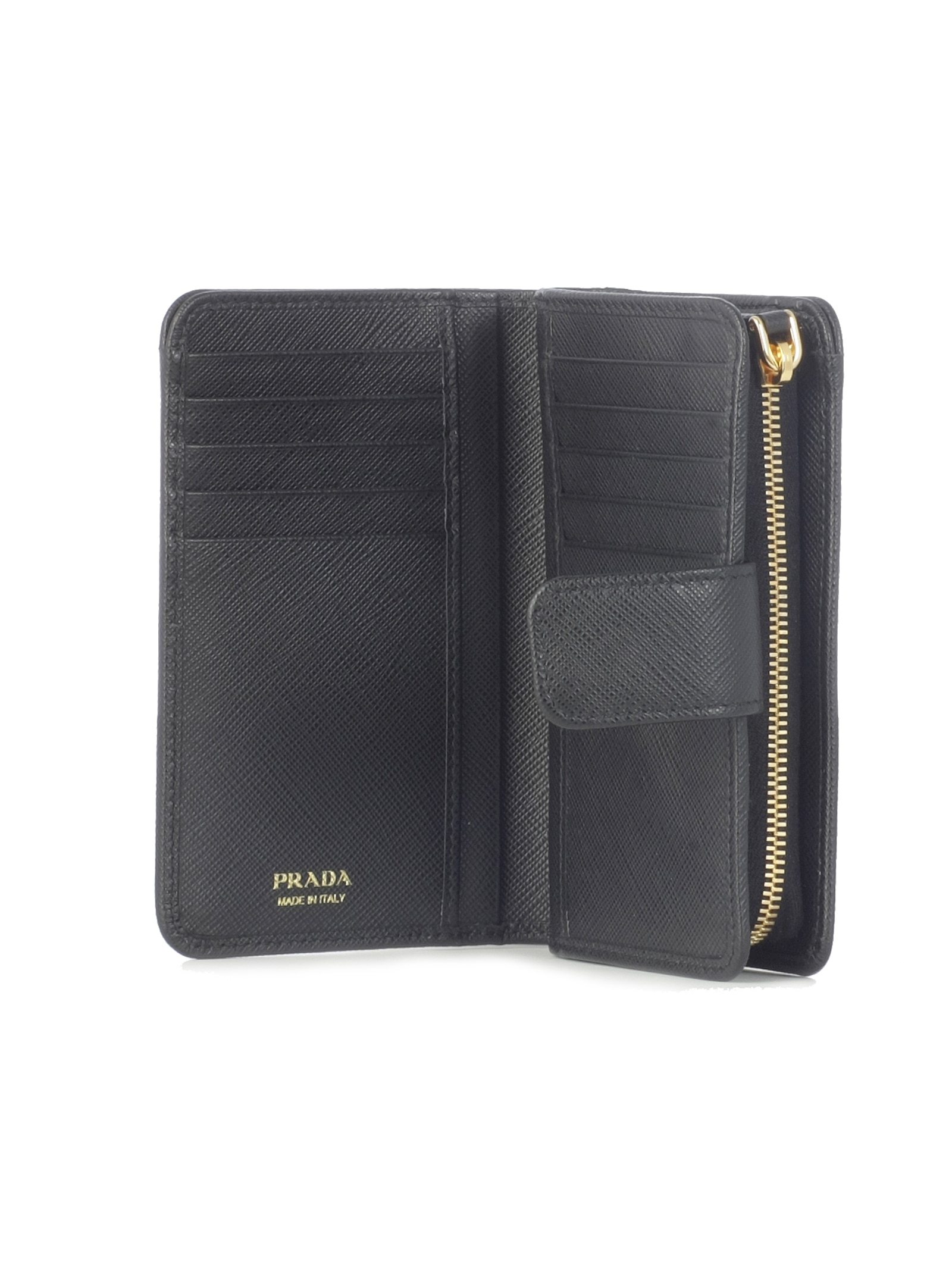 Prada Medium Logo Wallet In Black