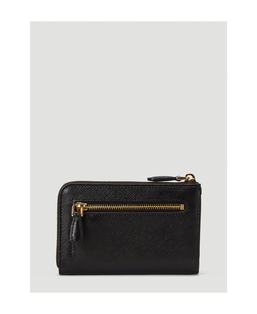 Prada Leather Keychain Wallet In Black