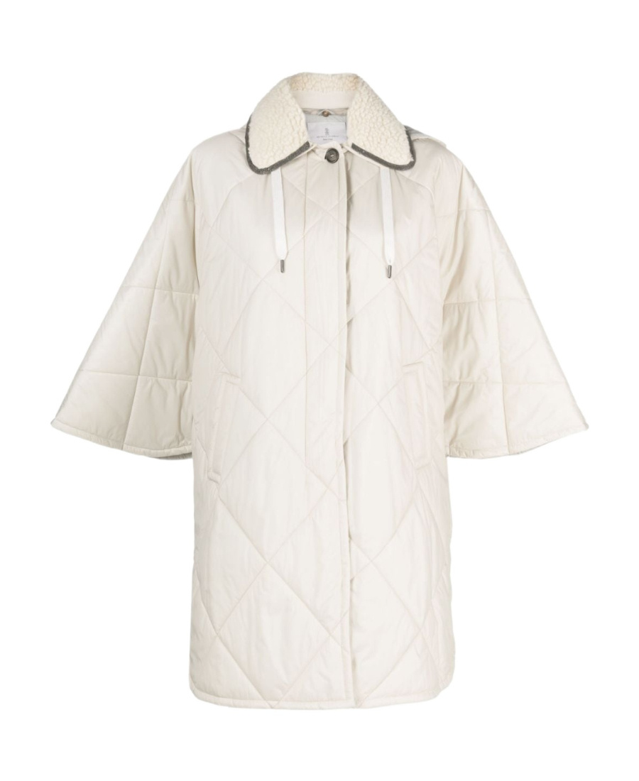 Brunello Cucinelli Wide-sleeve Quilted Coat In White