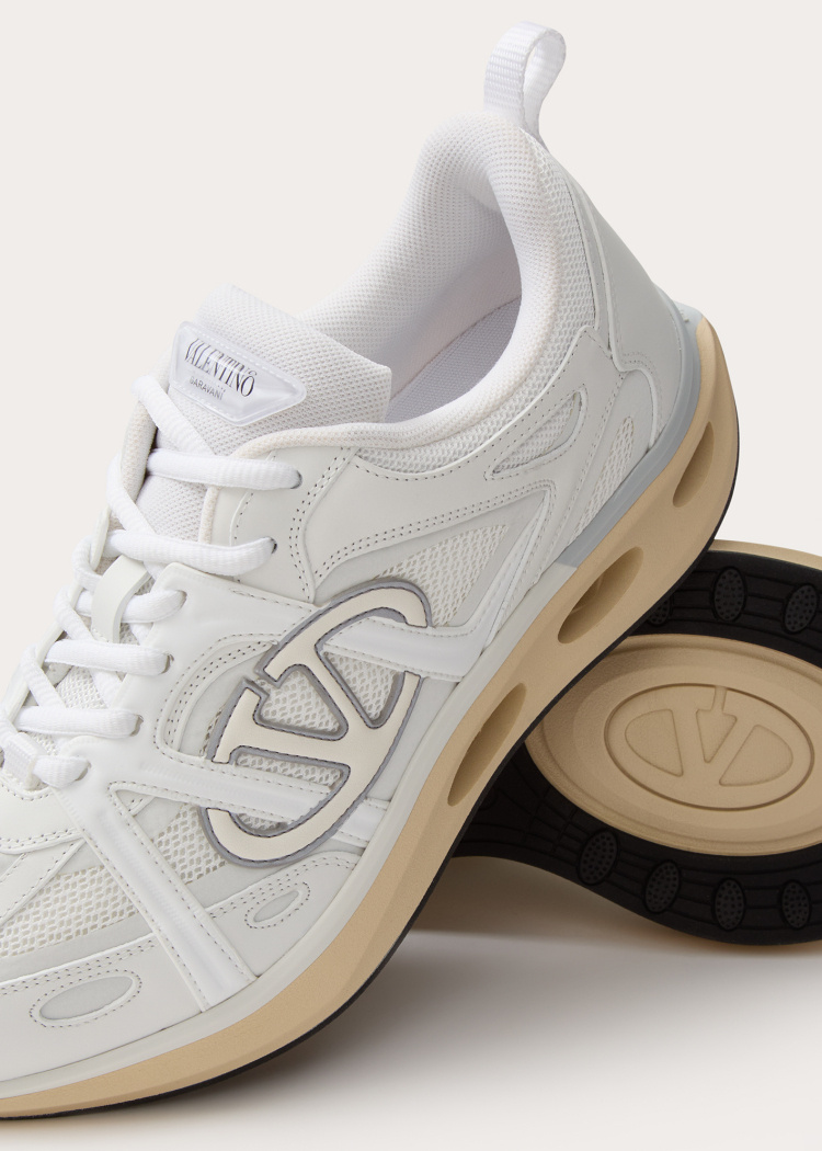 Valentino White Leather And Fabric Vlogo Easyjog Sneakers In White