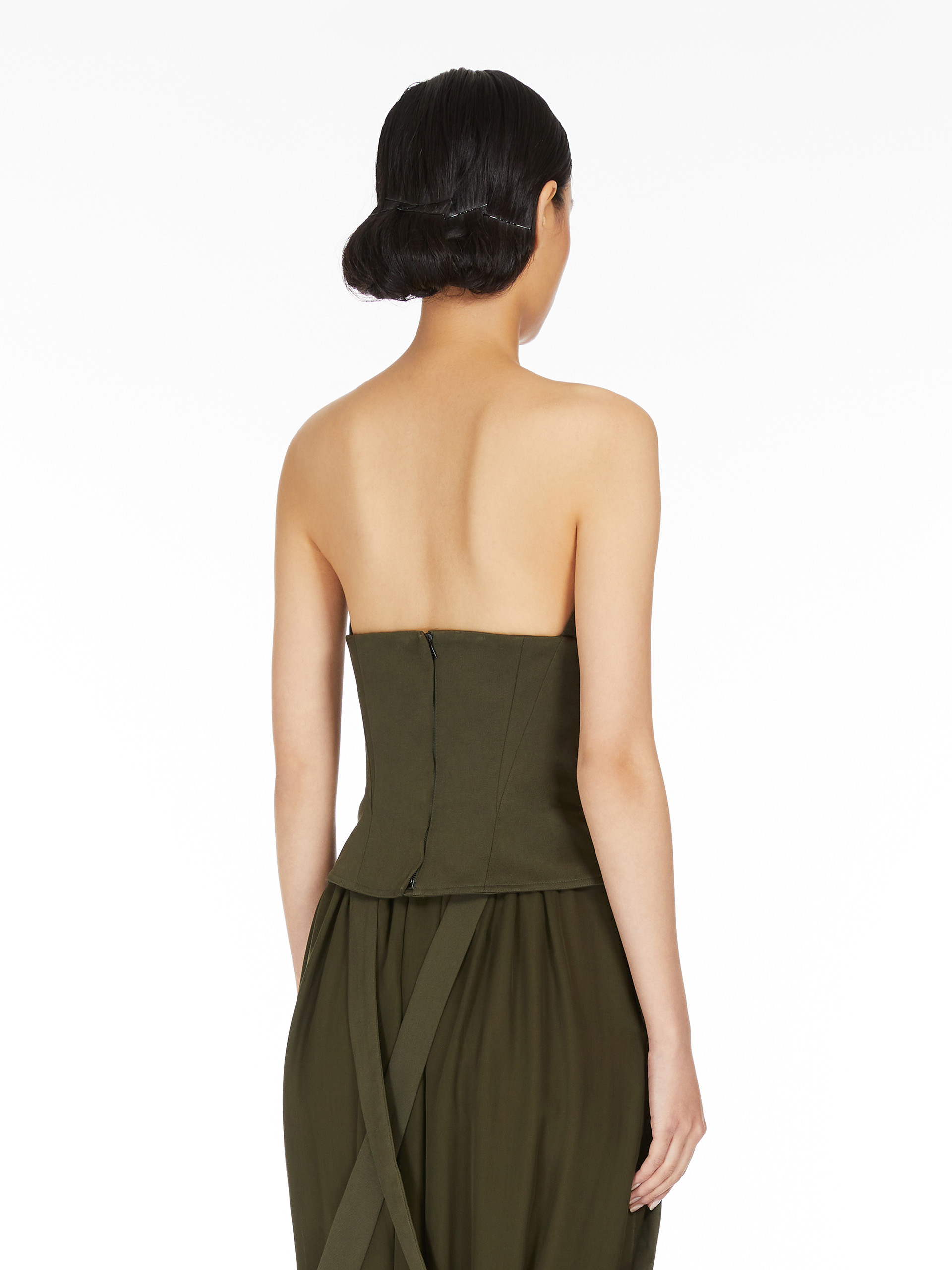 Shop Max Mara Strapless Bustier Top In Green